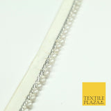 White Silver Pearl Beaded Trimming Border Ribbon Ethnic Gota Edging X304