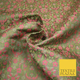 Mauve Luxury Floral PURE Benarsi Brocade Woven Fine Dress Fabric Fancy 1760