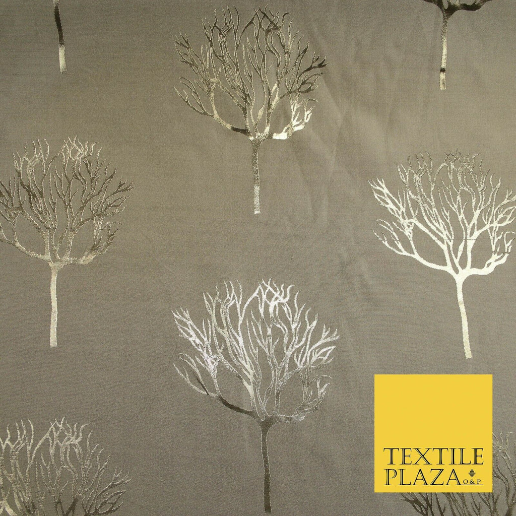 Luxury Autumnal Leafless Tree Metallic Gold Jacquard Brocade Fabric 6 COLOURS
