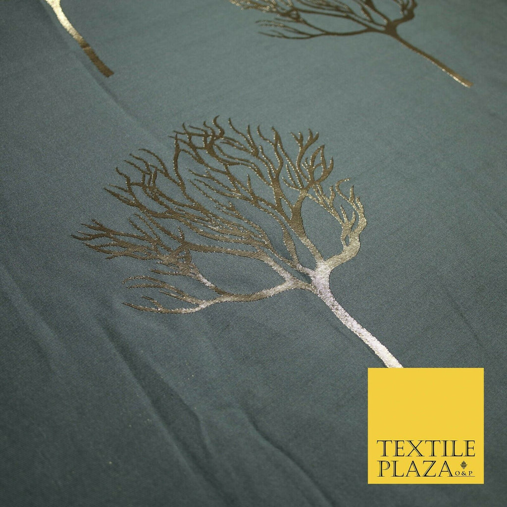 Luxury Autumnal Leafless Tree Metallic Gold Jacquard Brocade Fabric 6 COLOURS