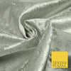 Silver Floral Carnation Vine Satin Metallic Brocade Dress Fabric Fancy 45