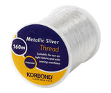 KORBOND Metallic Silver 100% Polyester Thread 160m Reel Sewing Gift Decor 231904