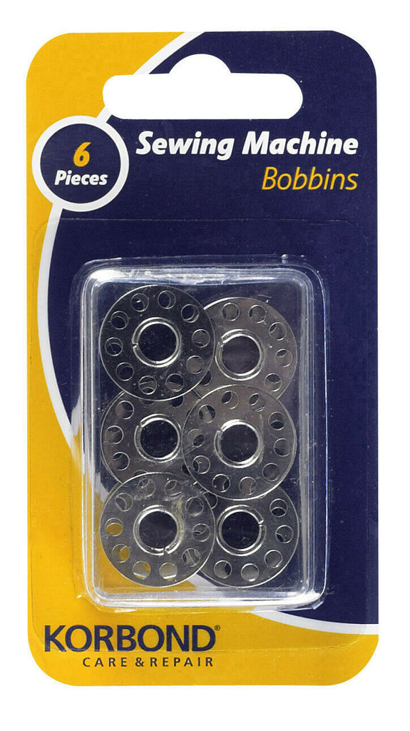 KORBOND 6 Pieces Metal Sewing Machine Bobbins Spool Set 20.6mm x 11.7mm 190010