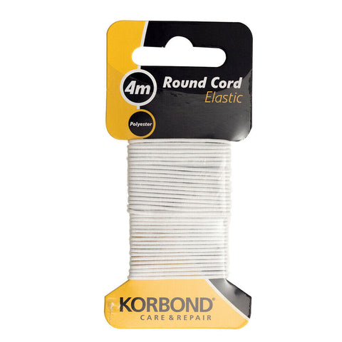 KORBOND 6mm x 3m WHITE Flat Woven Sewing Elastic Polyester Durable Repair 110370