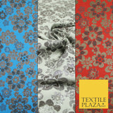 3 COLOURS - Ornate Floral Metallic Textured Brocade Jacquard Dress Fabric 58