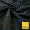 Black Navy Blue Large Floral Rose Outline Textured Brocade Dress Fabric 6845