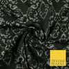 Charcoal Grey Black Large Damask Textured Brocade Jacquard Dress Fabric 6849
