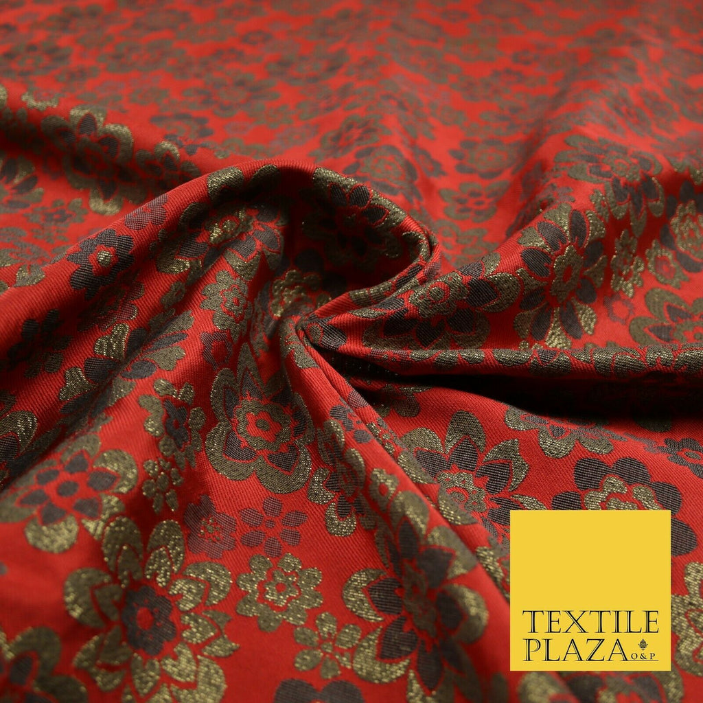 3 COLOURS - Ornate Floral Metallic Textured Brocade Jacquard Dress Fabric 58"