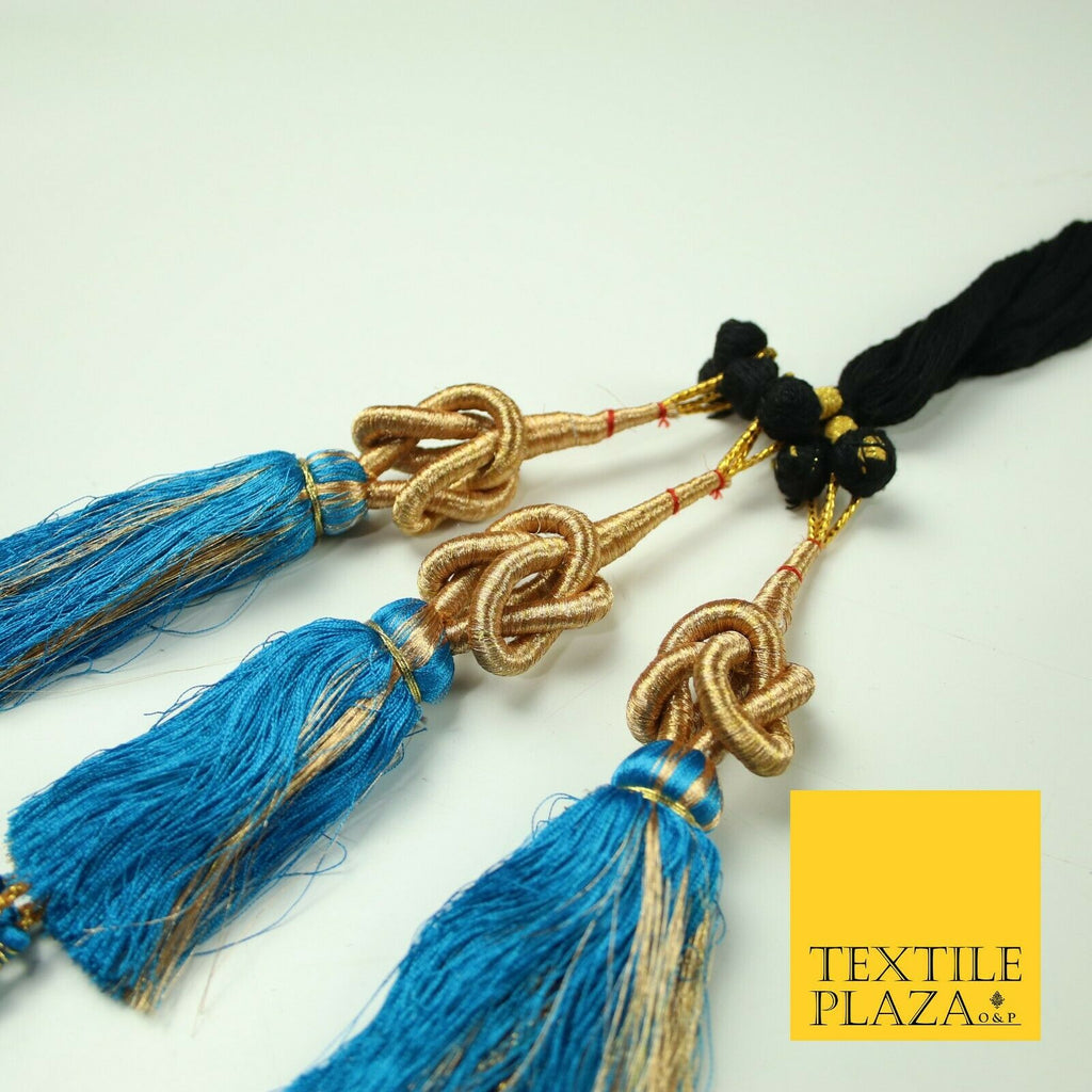 TURQUOISE BLUE Knot Parandi Paranda Indian Tassels Mehndi Jago Hair Braid PR513