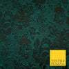 Black Jade Green Ornate Corded Floral Lattice Textured Brocade Fabric 7169