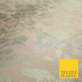 Light Peach Gold Wildflower Thistle Floral Metallic Textured Brocade Fabric 7162
