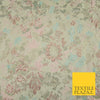 Cream Pink Aqua Pastel Wild Intense Floral Textured Brocade Jacquard Fabric 7142