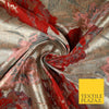 Deep Red Rose Gold Large Floral Rose Metallic Textured Brocade Fabric 7130