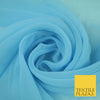 BABY BLUE Premium Plain Dyed Chiffon Fine Soft Georgette Sheer Dress Fabric 8406
