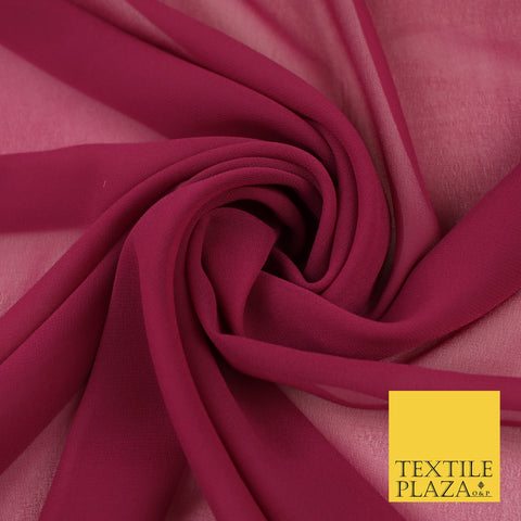 DEEP FUCHSIA PINK Premium Plain Dyed Chiffon Fine Soft Georgette Sheer Dress Fabric 8315