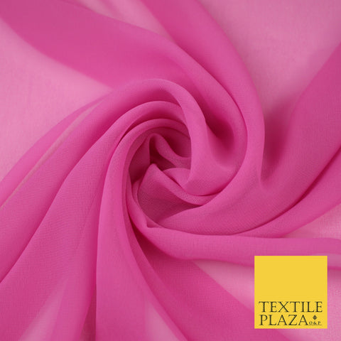 HOT PINK Premium Plain Dyed Chiffon Fine Soft Georgette Sheer Dress Fabric 8312