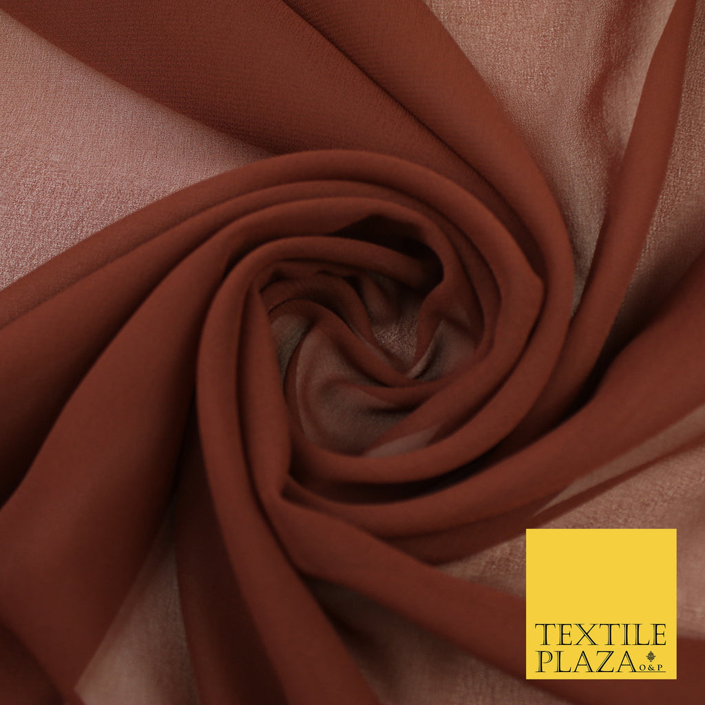 LIGHT BROWN Premium Plain Dyed Chiffon Fine Soft Georgette Sheer Dress Fabric 8341