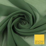 MILITARY GREEN Premium Plain Dyed Chiffon Fine Soft Georgette Sheer Dress Fabric 8360