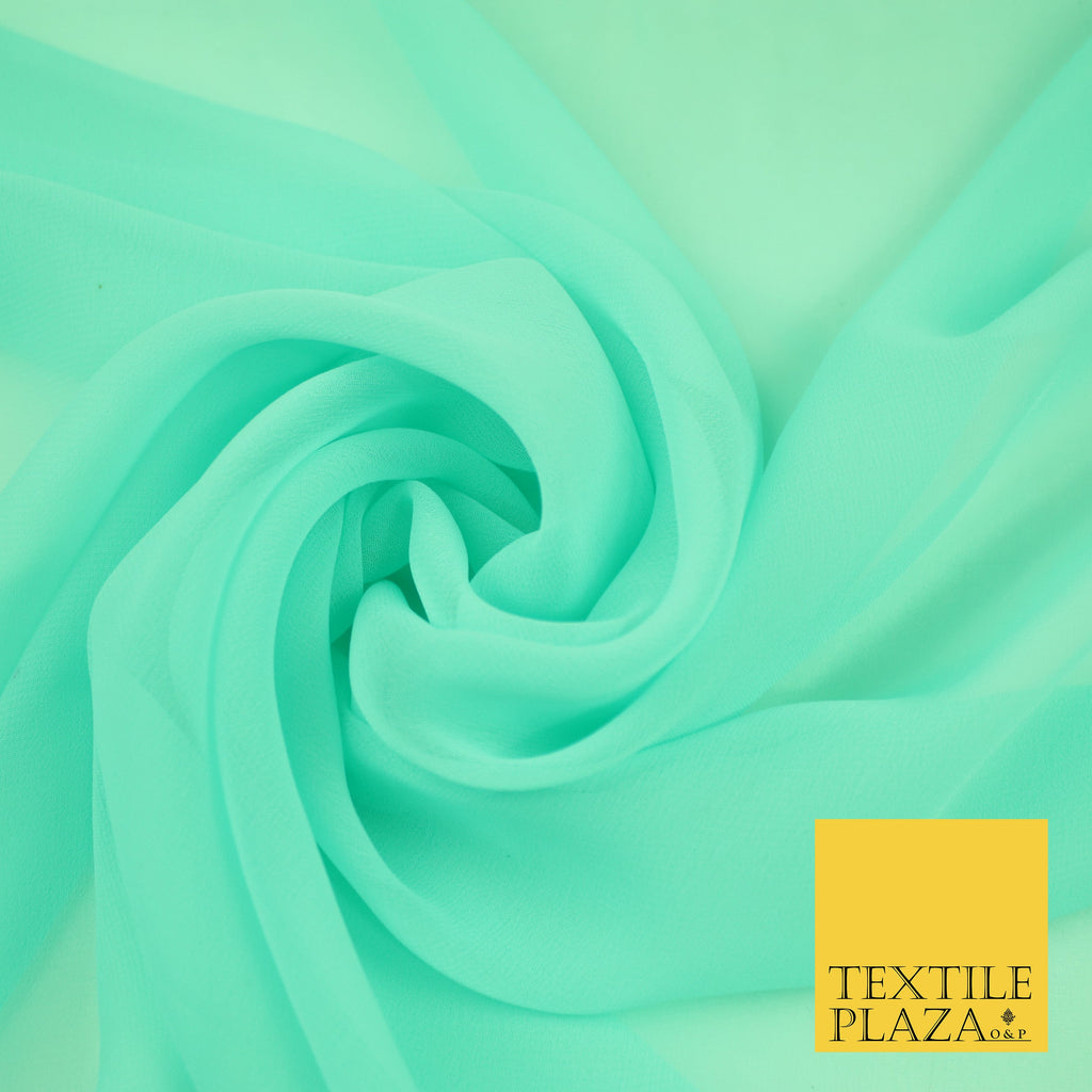 SPEARMINT GREEN 2 Premium Plain Dyed Chiffon Fine Soft Georgette Sheer Dress Fabric 8410