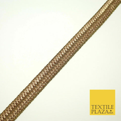 Small Shiny Gold Cream Pearl Beaded Trim Ribbon Border Lace Ethnic (X427)