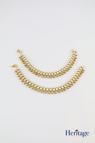 Antique Gold Choker Set With Pearls