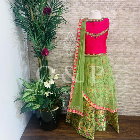 CHILDREN'S CHAMPAGNE GOLD & CORAL LENGHA