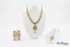 KUNDAN SET WITH PENDANT DESIGN AND GOLD STONE DETAIL