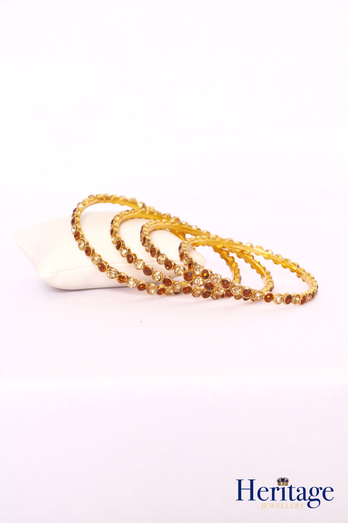 Antique Gold Bangles adorned with Topaz and Gold Crystals