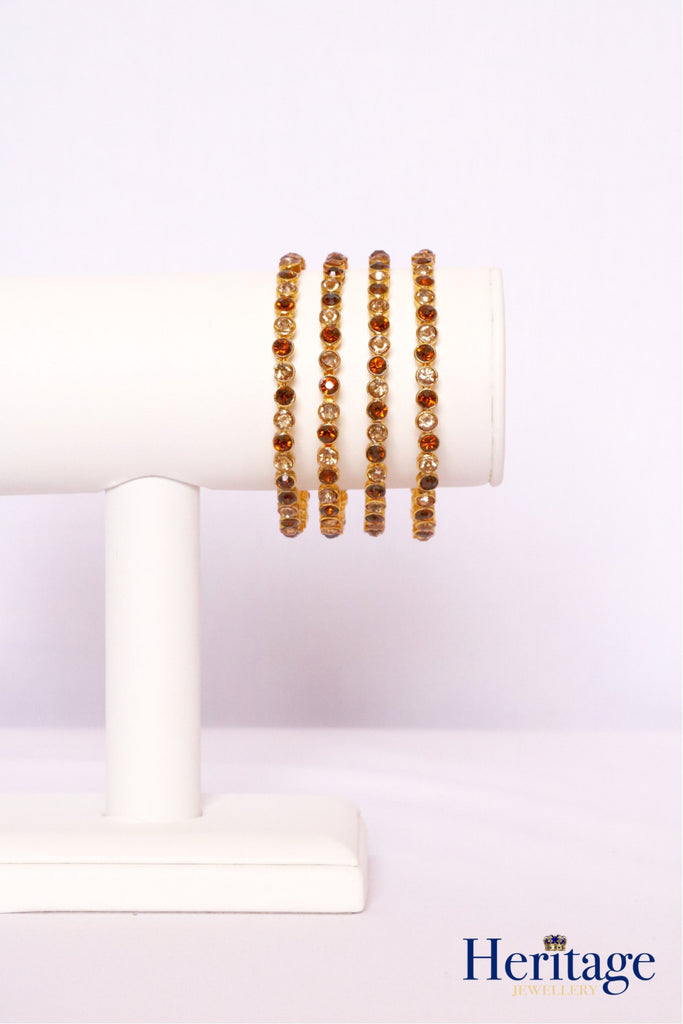 Antique Gold Bangles adorned with Topaz and Gold Crystals