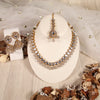 Kundan Effect Set with Light Grey Bead Drops