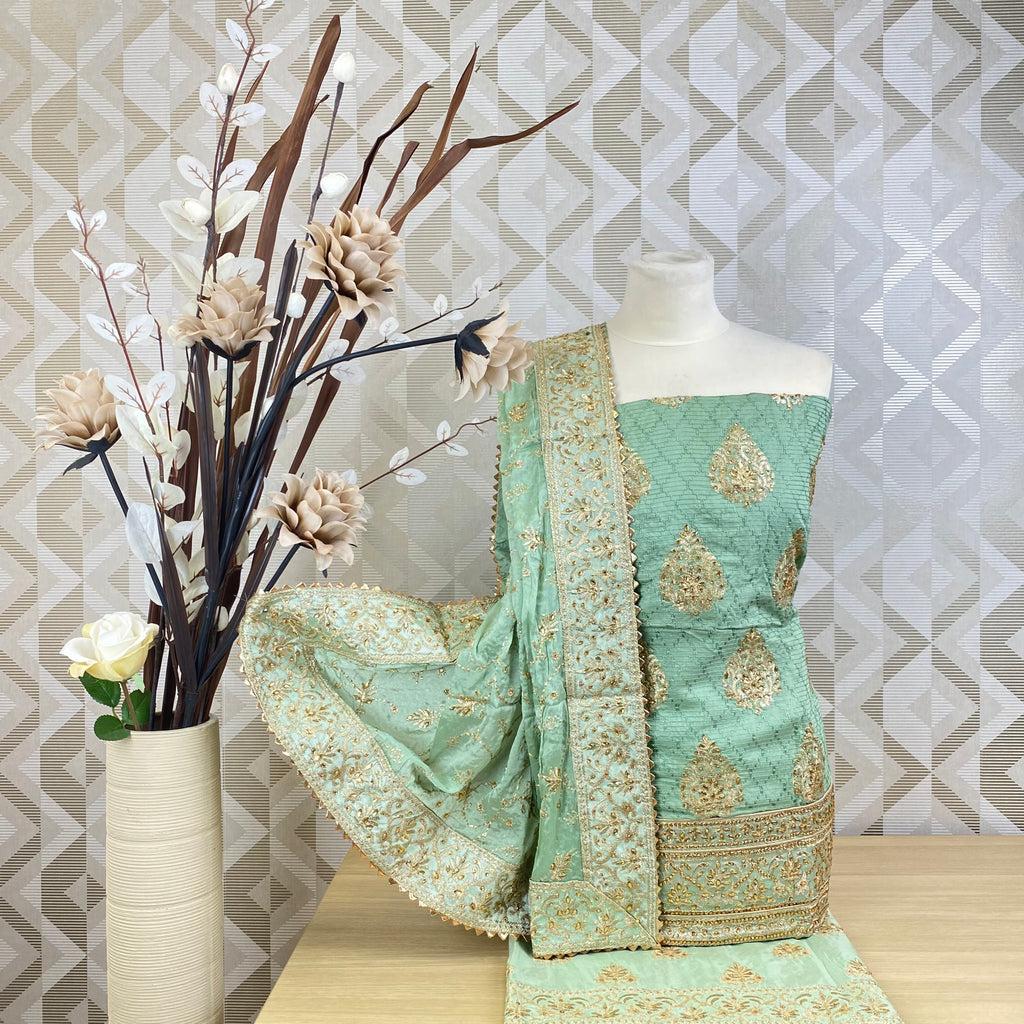 Lattice Inspired Chinnon Faux silk Suit (A52)
