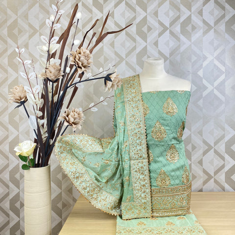 Faux Soft Raw Silk Embroidered Suit (A51)