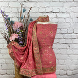 Unstitched Soft Chinnon Silk Suit  (A30)