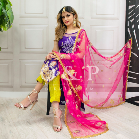 Faux Soft Silk Embroidered Suit