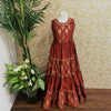 CHILDREN'S BRICK RED FOIL PRINTED LONG DRESS