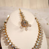 Kundan Effect Set with Light Grey Bead Drops