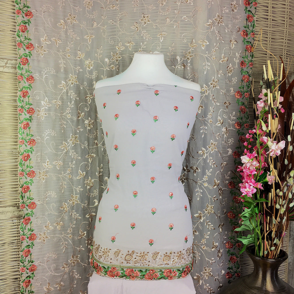 Floral motif georgette suit (A22)