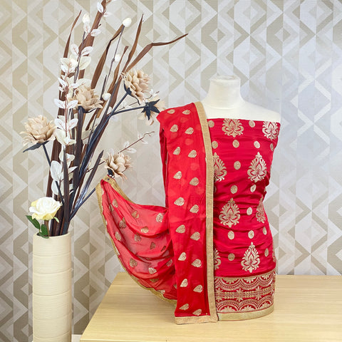Floral Digital Faux Raw Silk Suit (A50)