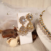 Kundan Effect Set with Light Grey Bead Drops