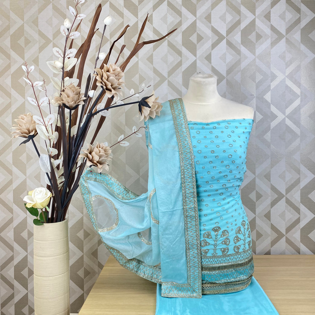 Unstitched Soft Chinnon Embroidered Suit (A48)