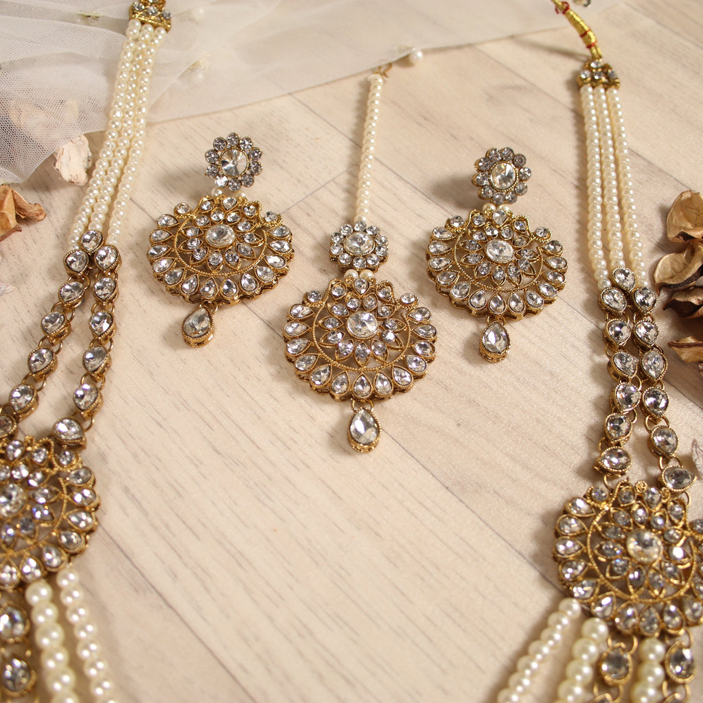 5 Tier Pearl & Crystal Haar Set