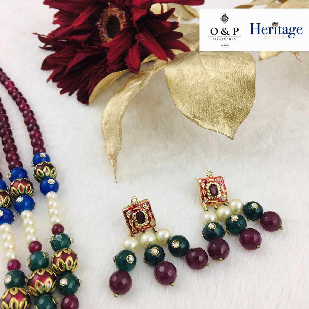 Multicoloured Semi-Precious Stone Rani Haar Set