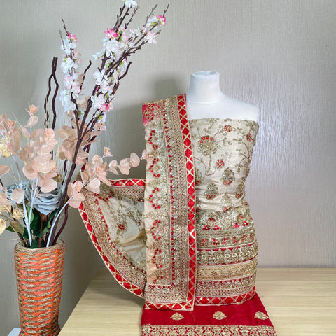 Faux Soft Silk Jaal Embroidered Suit (A52)