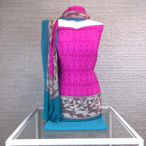 Digital Floral Print Suit with Plain Salwar (D19)