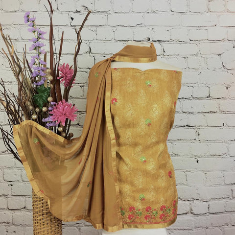 Faux Flower Benarsi Silk Suit (A27)