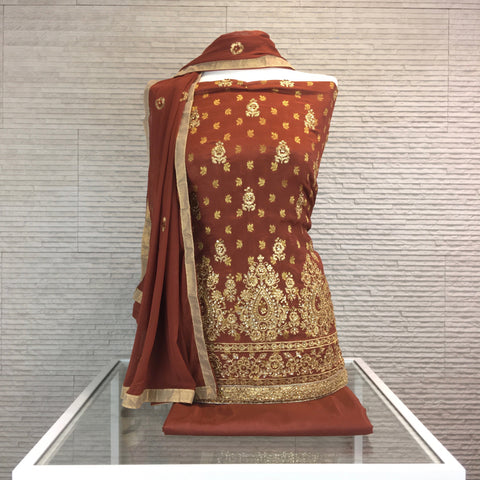 Unstitched Soft Floral Benarsi Silk Suit (A27)