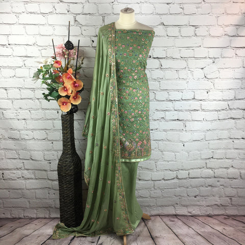 Georgette Suit with Jaal floral threadwork