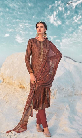 Designer Faux Silk Suit with Motif Embroidery (A43)