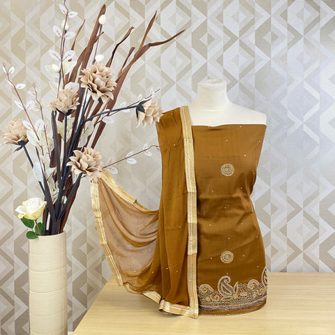 Lattice Inspired Chinnon Faux silk Suit (A52)