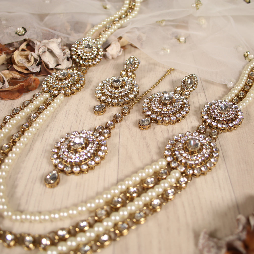 Large Crystal Teardrop Rani Haar Set